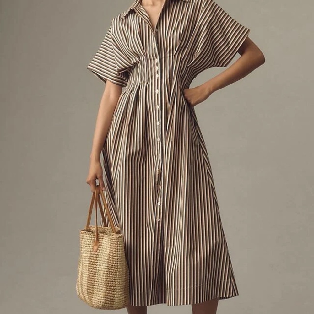 Tobie dress in brown stripe from Anthropologie size small